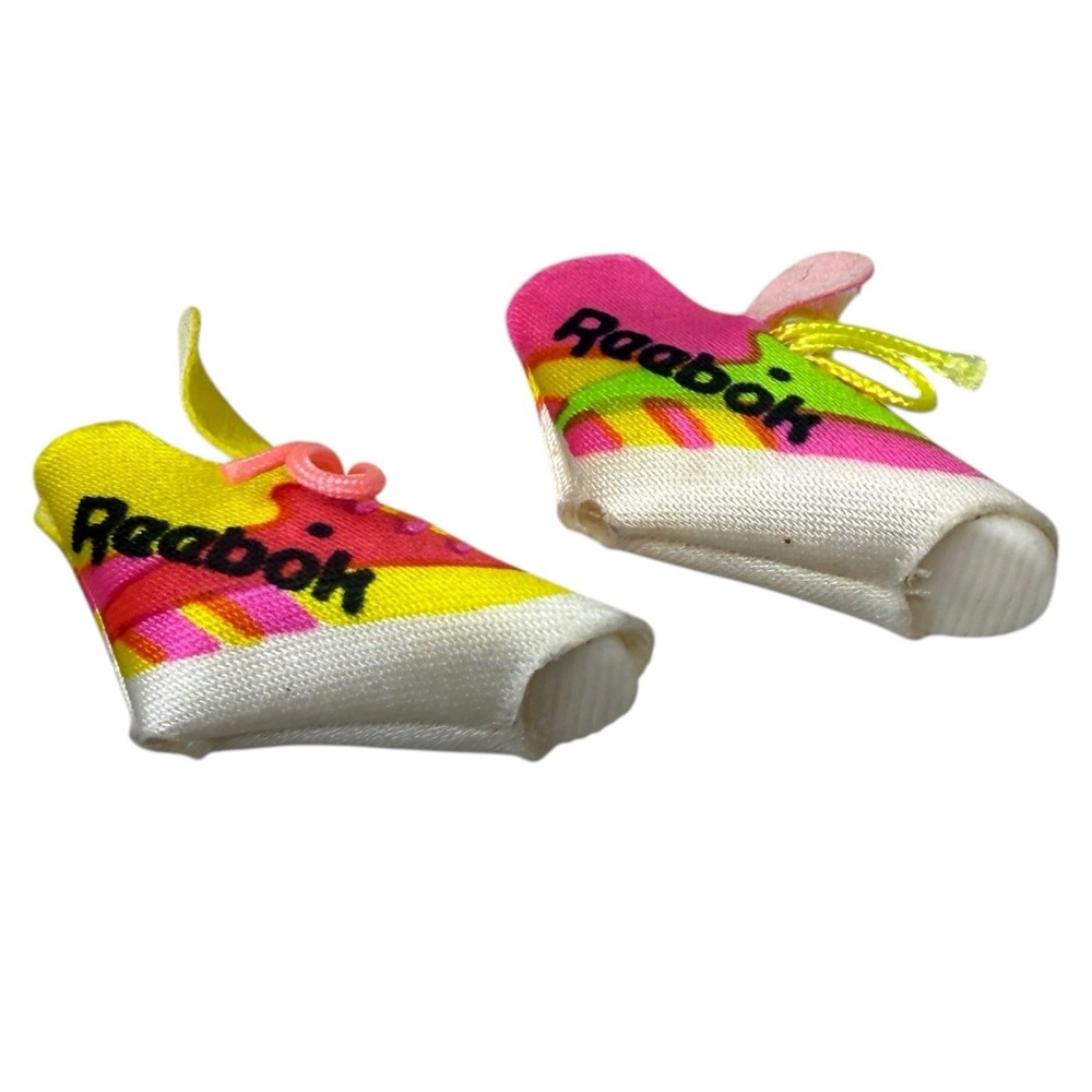 Vintage Barbie Reebok Sneakers Pink, Green & Yellow All American Barbie Shoes